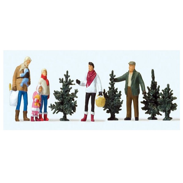 Modélisme HO : Figurines : Achat du sapin de Noël - Preiser-PR10627