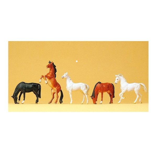 Modélisme HO : Figurines : Set de 6 chevaux - Preiser-PR10156