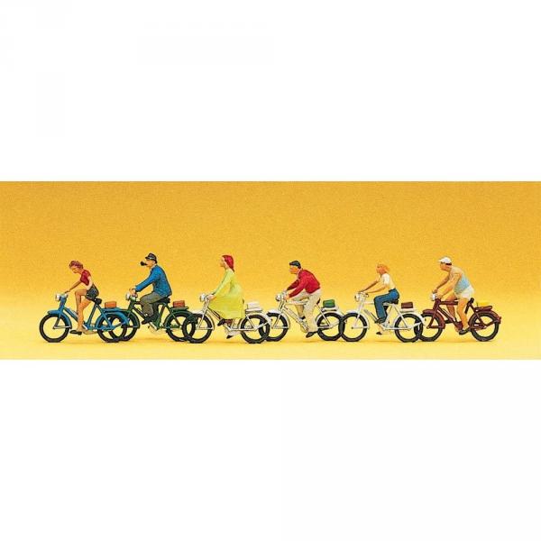 Modélisme HO : 6 figurines cyclistes - Preiser-PR10091