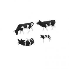 Modélisme HO Figurines : Vaches noires et blanches (30 figurines)