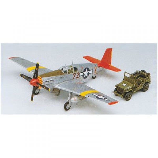 Maquette avion : P-51C Mustang Red Tails + Jeep - Academy-2225