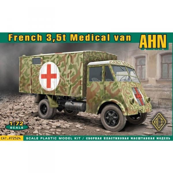 Maquette véhicule militaire : Camion médical AHN French 3,5t Medical  - Ace-ACE72524