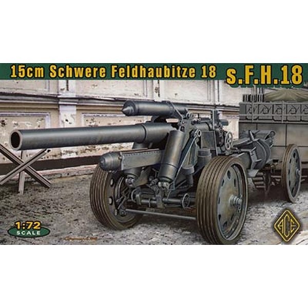 Maquette Canon allemand s.FH18 15cm Schwere Feldhaubitze 18 5 avec système de transport - Ace-ACE72218