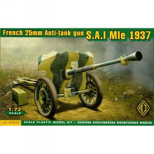 Maquette Matériel Militaire : Canon S.A.I. Mle French 25 MM Anti-Tank Gun 1937 - Ace-ACE72522