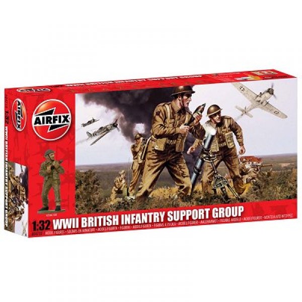 Figurines 2ème Guerre Mondiale : Groupe de Soutien Infanterie britannique - Airfix-04710