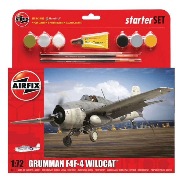 Maquette avion : Grumman F4F-4 Wildcat Starter Set - Airfix-55214