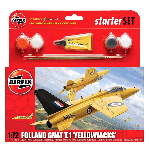 Maquette avion : Starter Set : Folland Gnat T.1 Yellowjacks - Airfix-55112