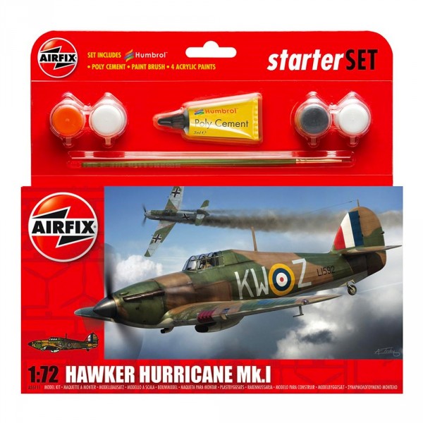 Maquette avion : Starter Set : Hawker Hurricane MkI - Airfix-55111