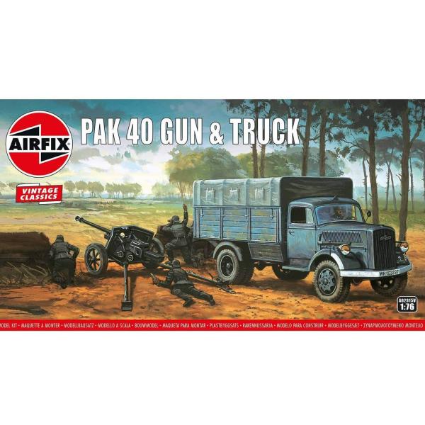 Maquette canon : Vintage Classics :  Pak 40 Gun & Track - Airfix-A02315V