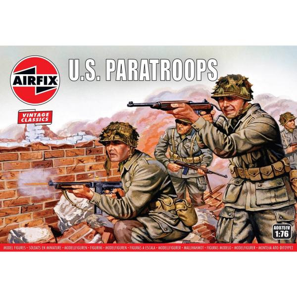 Figurines 2ème Guerre Mondiale : Vintage Classics : WWII US Paratroops - Airfix-A00751V