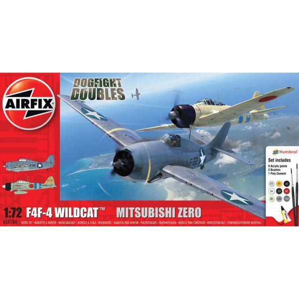 Maquettes Avions : Dogfight Double : Grumman F4F-4 Wildcat & Mitsubishi Zero - Airfix-A50184