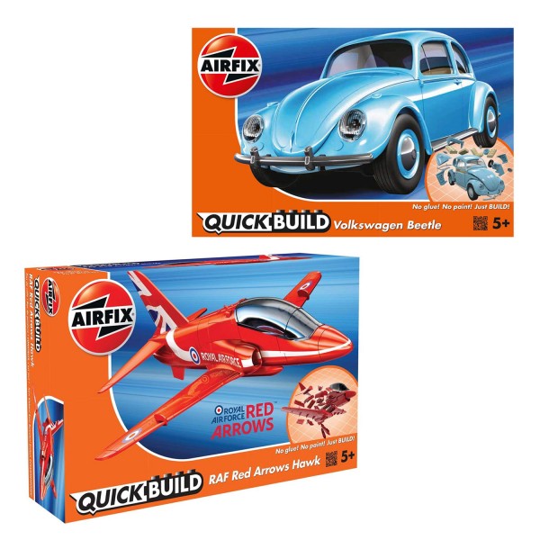 Pack Maquettes Airfix Quickbuild : VW Beetle et RAF Red Arrows Hawk - KIT00142