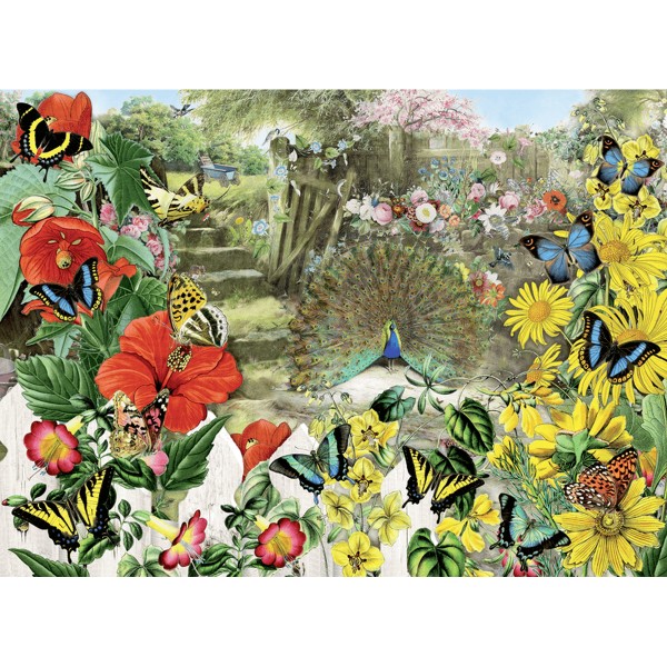 Puzzle 1000 pièces : Un Paon dans le jardin, Barbara Behr - Anatolian-ANA1084