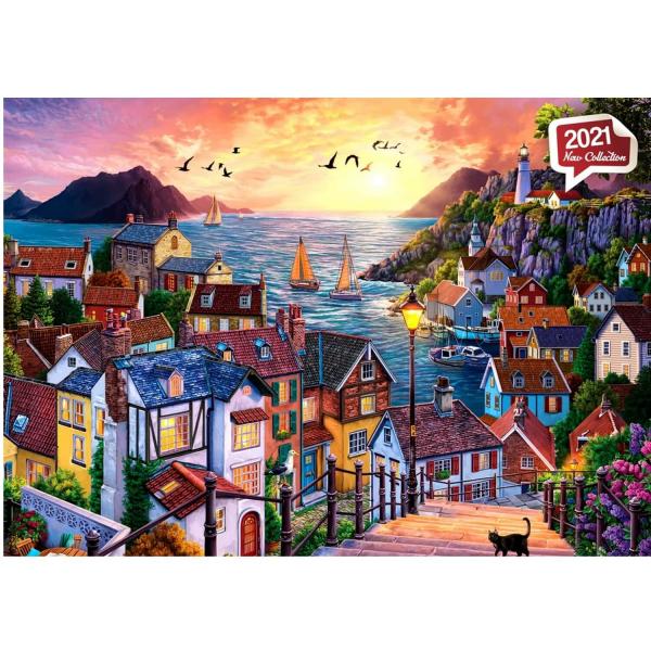 1000 pieces puzzle : Coastal Town At Sunset - Anatolian-ANA1098