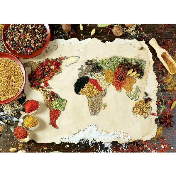 Puzzle 1000 pièces : Carte du monde Herbes et épices - Anatolian-ANA1045