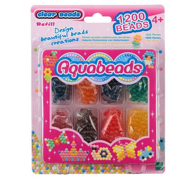 Perles Aquabeads 8 couleurs transparentes : Recharge 1200 perles - Aquabeads-85638