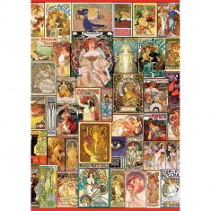 Puzzle 1500 pièces : Collage d'affiches Art Nouveau