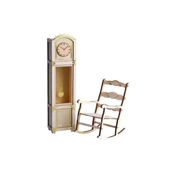 Maquette en bois Art & Wood : Horloge avec mécanisme et chaise à bascule - Artesania-30201