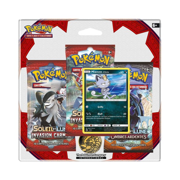 Pokémon : Pack 3 boosters Soleil et Lune : Invasion Carmin - Asmodee-3PACK01SL04