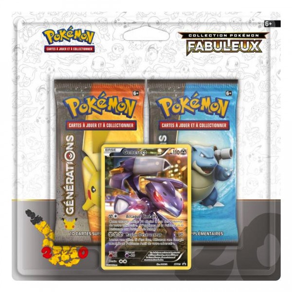 Cartes Pokemon : Fabuleux : 2 Boosters Generations + carte promo brillante - Asmodee-2PACK2004