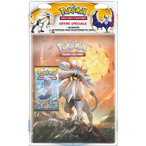 Pack cahier range-cartes + Booster Pokémon Soleil et Lune - Asmodee-POB09SL01