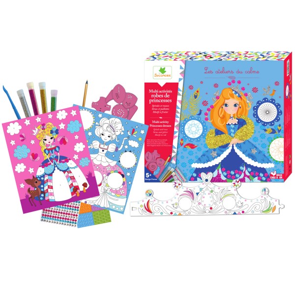 Coffret Lovely Box : Coffret multi activités paillettes, spirales, motifs : Robes de princesses - Sycomore-CREH601