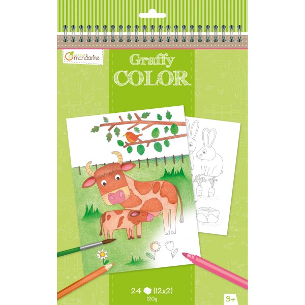 Carnet de coloriage Graffy Color : Ferme - Mandarine-GY018O
