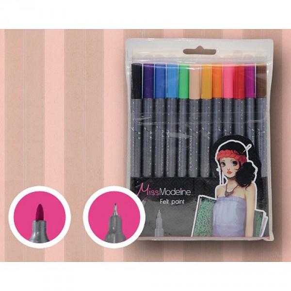 Crayons Miss Modeline : Pochette de 12 crayons doubles pointes : Noir - Mandarine-62197O