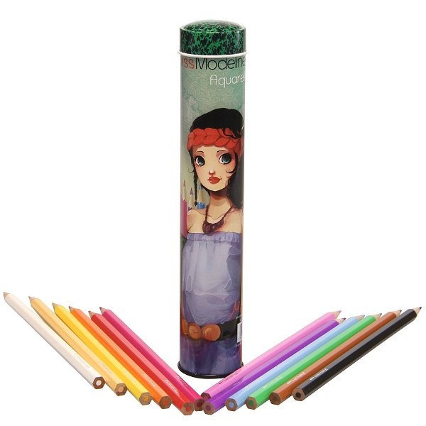 Crayons Miss Modeline : Tube de 12 crayons aquarellables Juliette - Mandarine-62195O