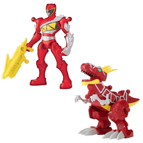 Figurines Power Rangers Mixx N'Morph 15 cm : Ranger Rouge et Zord T-Rex Dino Charge - Bandai-42020-42021