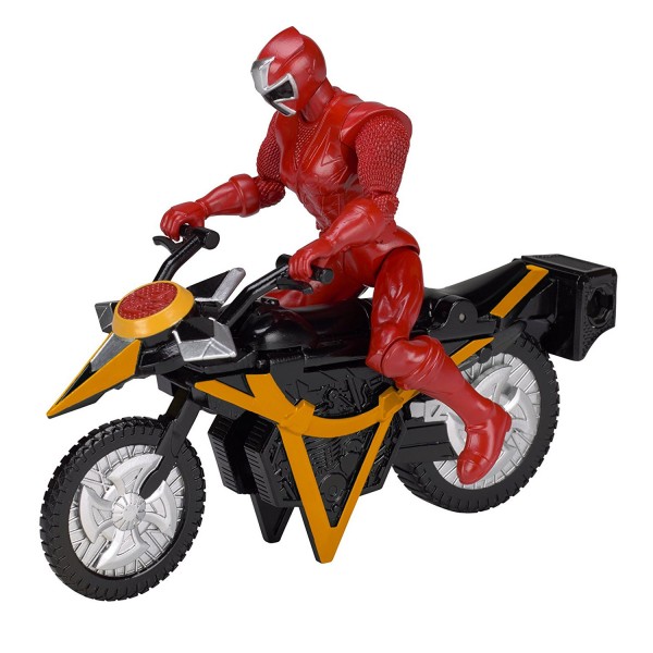 Figurine Power Rangers avec véhicule Mega Morph Ninja Steel : Rouge - Bandai-43570-43571