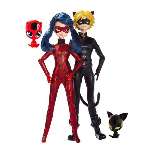 Poupées Miraculous : Pack 2 poupées Ladybug et Chat noir - Bandai-39810