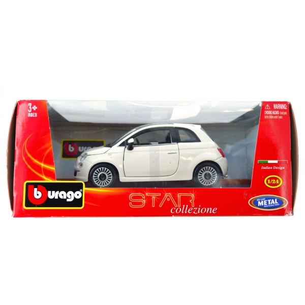 Modèle réduit : Collection Star : Echelle 1/24 : Fiat 500 blanche - BBurago-21000