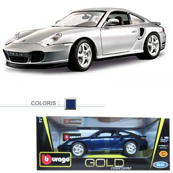 Modèle réduit - Porsche 911 Turbo - Collection Gold - Echelle 1/18 : Bleu marine - BBurago-12030-2