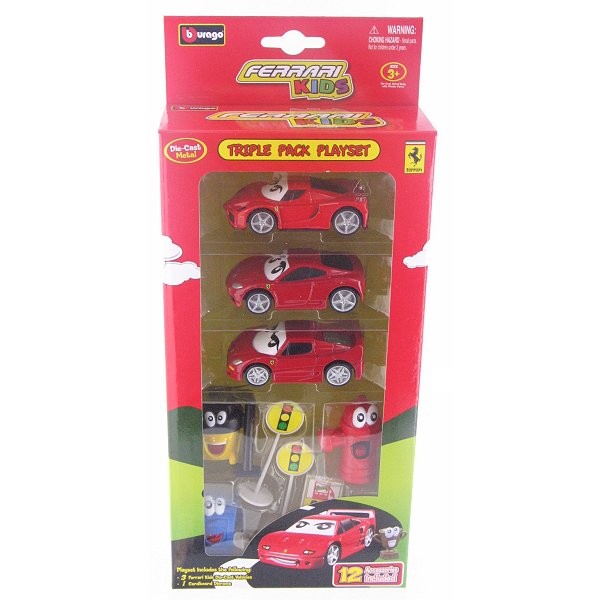 Modèles réduits Ferrari Kids : 3 voitures avec accessoires - BBurago-31276