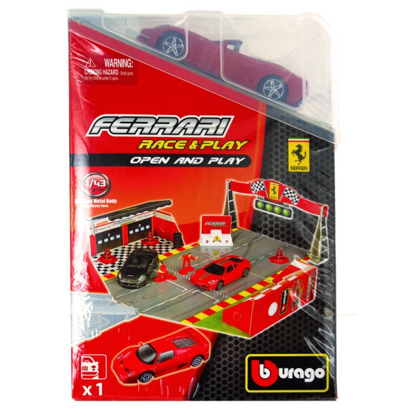 Piste Ferrari Race & Play avec modèle réduit 1/43 : Ferrari California rouge - BBurago-31209-4