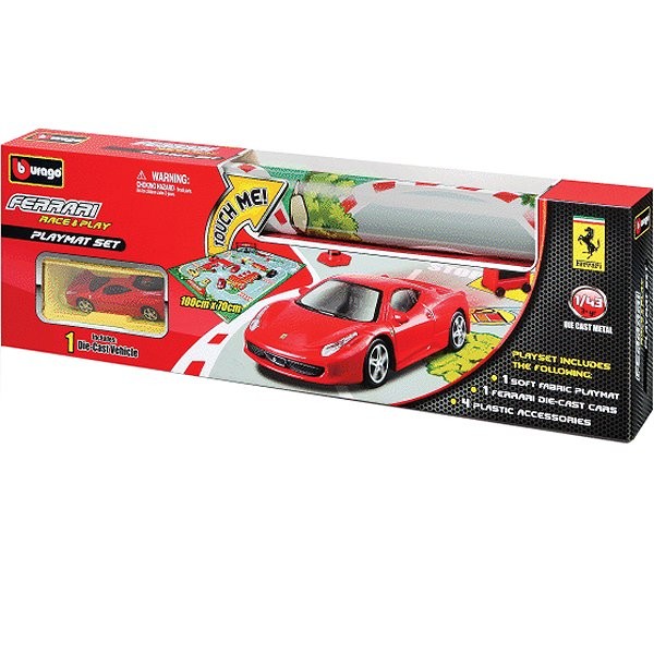 Tapis de jeu : Circuit de voitures 100 x 70 cm : Ferrari - BBurago-31235