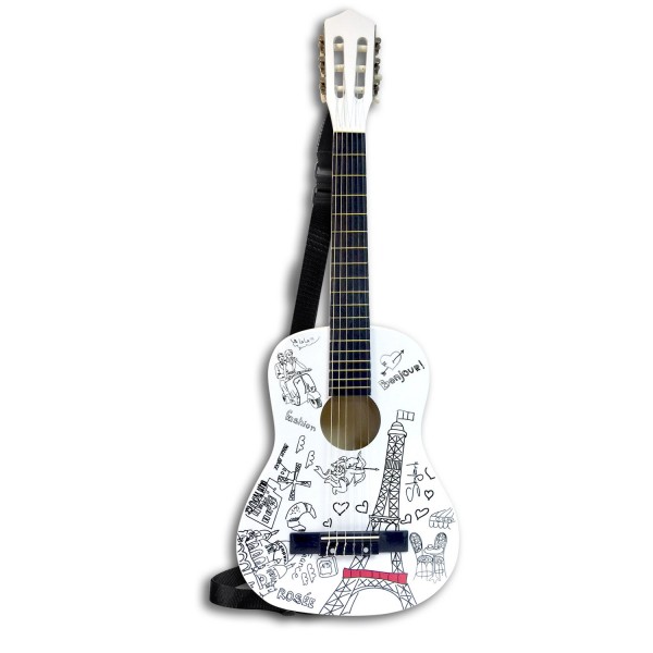 Guitare en bois avec bandoulière 85 cm : Décor Paris - Bontempi-23 8511