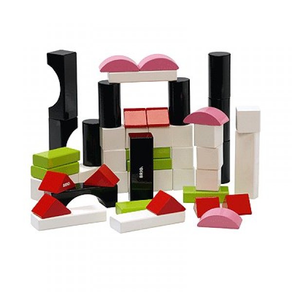 Cubes bois laqué Couleurs : 50 pièces - Brio-30156
