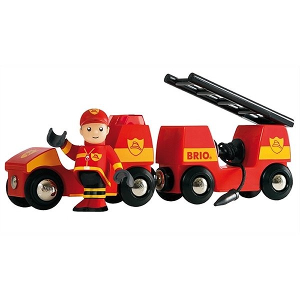Véhicule pompier son et lumière et wagon - Brio-33576