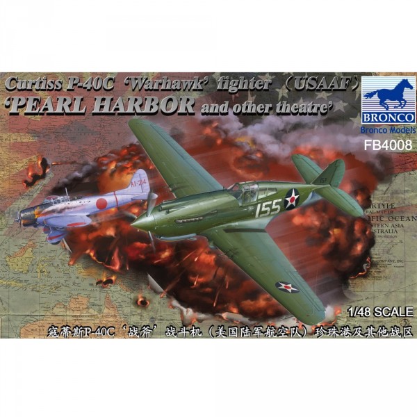Maquette avion : Curtiss P-40C Warhawk fighter (USAAF) Pearl Harbor and other theatre - Bronco-BRMFB4008