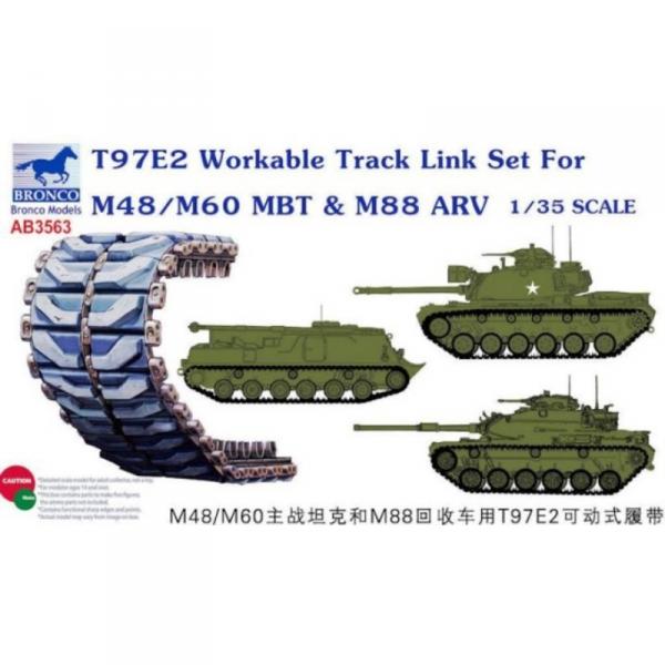 Accessoires pour maquette char : Jeu de maillons de chenille T97E2 pour char M48/M60 MBT et M88 ARV - Bronco-BRMAB3563