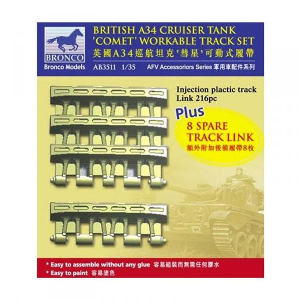 Maquette accessoire : British A34 Cruise tank'Comet'Workable Track Set - Bronco-BRMAB3511