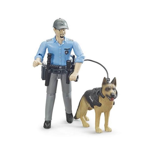 Figurine Bworld : Policier avec son chien - Bruder-62150