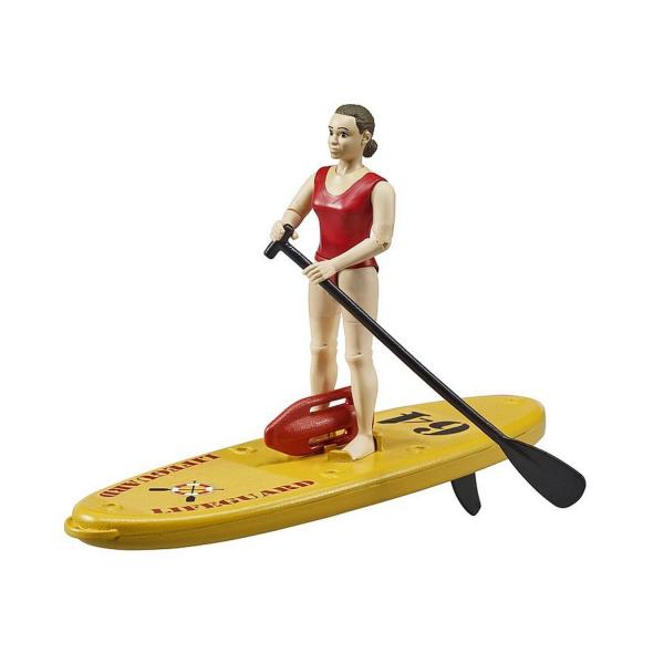 Figurine Bworld : Maître-nageur avec Stand up Paddle - Bruder-62785