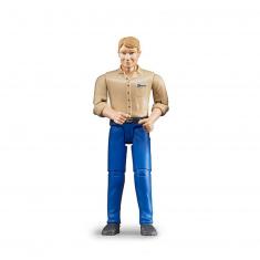 Figurine homme blond avec pantalon bleu