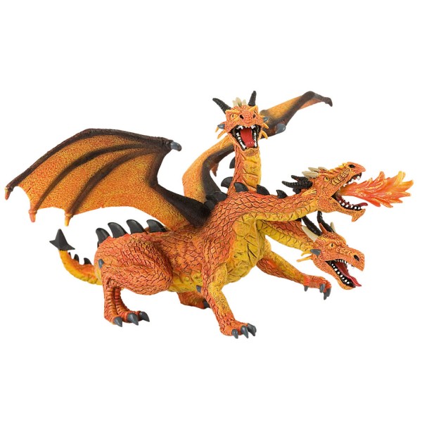 Figurine Dragon à 3 têtes orange et noir - Bullyland-B75548