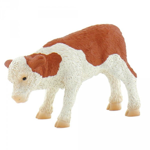 Figurine Vache Fridolin : Veau marron et blanc - Bullyland-B62710