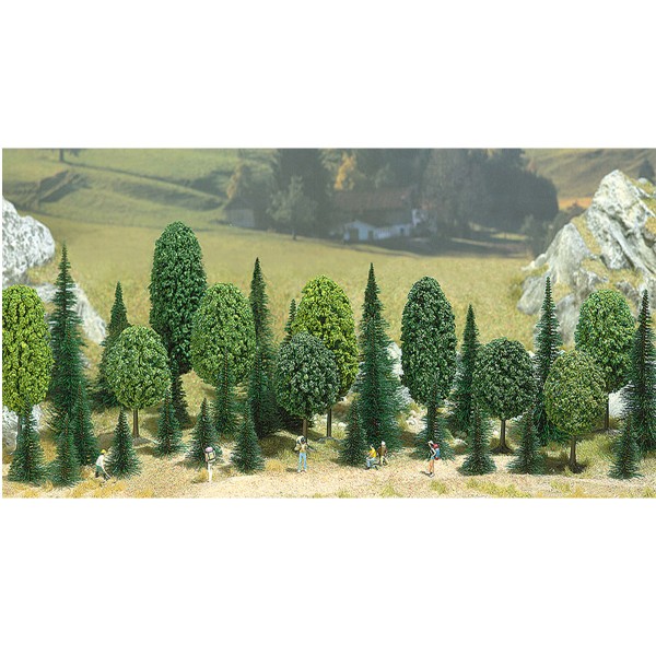 Modélisme : Végétation - Assortiment de 35 arbres et sapins - Busch-BUE6490