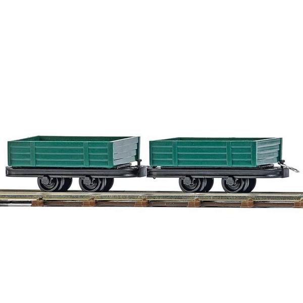Modélisme ferroviaire HO : 2 Wagons à ridelles basses - Busch-BUE12206